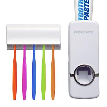 Imagem de Allstar Innovations - Pressione 2 pastas – Dispensador automático de pasta de dente e suporte de escova de dentes sem as mãos