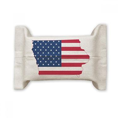 Imagem de Iowa USA Mapa Estrelas Listras Bandeira Formato Facial Papel Papel Papel Papel Papel Bolsa Algodão Linho