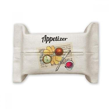 Imagem de Suporte de capa de papel para lenços faciais de vinho com fatia de pão, saco de linho de algodão