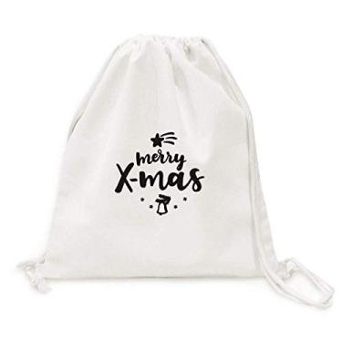 Imagem de Mochila Merry X-Mas com citação de Natal e cordão, bolsa de compras, viagem