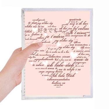 Imagem de Caderno de dia dos namorados rosa branco em forma de coração com folhas soltas diário recarregável papelaria