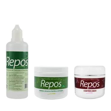 Imagem de Repos Amaciante de Cutículas e Calosidade 120ml+Creme Removedor de Cutícula 120g+Creme Para Mãos e Pés Com Uréia 120g