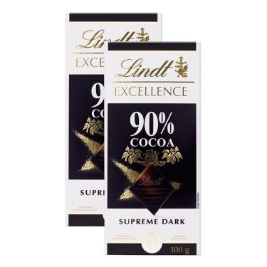 Imagem de Chocolate Lindt Excellence 90% Cocoa Supreme Dark 100g | Kit com duas unidades