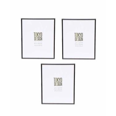 Imagem de Kit 3 Porta Retrato em Metal Vidro Foto 20x25 Moldura Preto