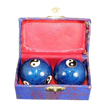 Imagem de #N/a Bolas de massagem de 2 peças, bolas de saúde chinesas com caixa de armazenamento, bolas de baoding compactas para massagem de destreza de para, Gossip Blue