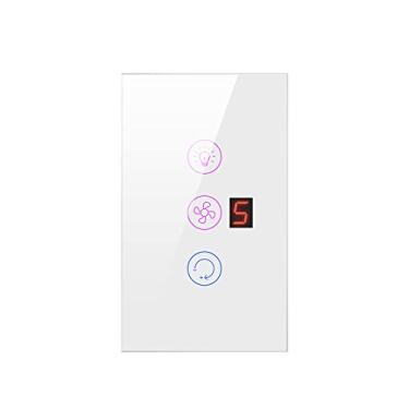 Imagem de HUIOP Interruptor de luz do ventilador inteligente,Interruptor de luz de ventilador de tela sensível ao toque inteligente WiFi Interruptor de luz de ventilador ajustável de velocidade Interruptor de l