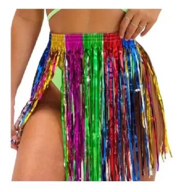 Imagem de Saia de fitas Metalizada  40cm Carnaval Colorida Tam Unico