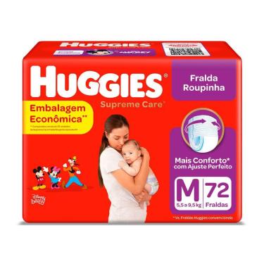 Imagem de Fralda Roupinha Huggies Supreme Care Tamanho M Pacote Hiper 72 Fraldas Descartáveis