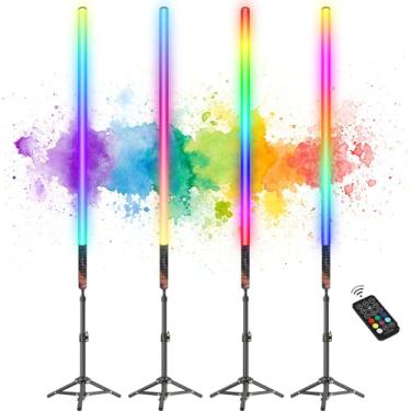 Imagem de luxceo Barra de luz de tubo RGB com suporte de luz, varinha de vídeo LED alimentada por bateria com controle remoto para iluminação de DJ, clube de dança e iluminação de fotografia (7 m)