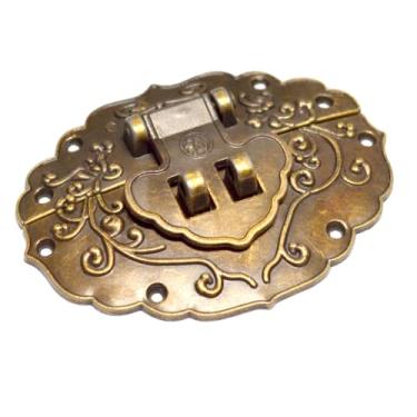 Imagem de 2 peças de travas decorativas bronze ferrolho vintage trava de gancho antigo fecho de pressão fecho de pressão swing lock fecho com parafusos para móveis caixa de madeira caixa de joias artesanato baú