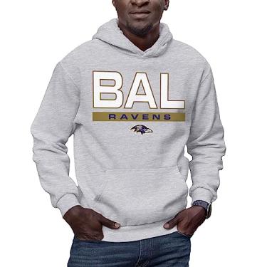 Imagem de Hybrid Sports - NFL City Block - Moletom com capuz unissex adulto para homens e mulheres - Vestuário oficialmente licenciado, Baltimore Ravens - mescla atlética, XGG