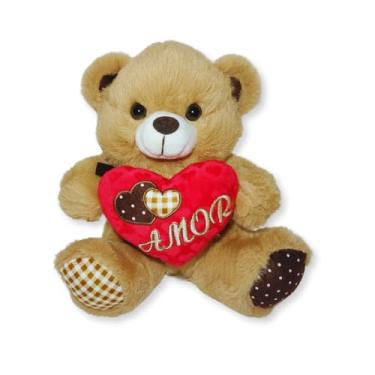 Imagem de Urso de Pelúcia Com Coração Fizzy Toys FE7102 Cappuccino Minduim