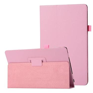 Imagem de Capa de couro de textura para tablet compatível com Microsoft Surface Pro 3/4/5/6/7 Slim dobrável suporte protetor fólio capa traseira à prova de choque com suporte (Cor: Rosa)