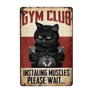 Imagem de Bugana Gym Club Instaling Muscles Please Wait Metal Sign Chic Vintage Tin Signs, Retro Rusty Traces Poster, Designs Clássicos, Elegante Engraçado, Presentes de Arte de Decoração 20 x 30 cm