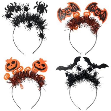 Imagem de Ecuupas Halloween Headbands Orange Pumpkin Bat Hairbands Black Bat Spider Hair Hoop Color Ribbon Headband Design Halloween Theme, Makeup Party Hair Accessories for Adults