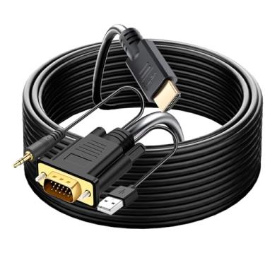 Imagem de YOTETION Cabo HDMI para VGA de 7,5 m com áudio, cabo HDMI direcional (fonte) para VGA (tela) (macho para macho), compatível com computador, desktop, laptop, PC, monitor, projetor, HDTV, Roku, Xbox