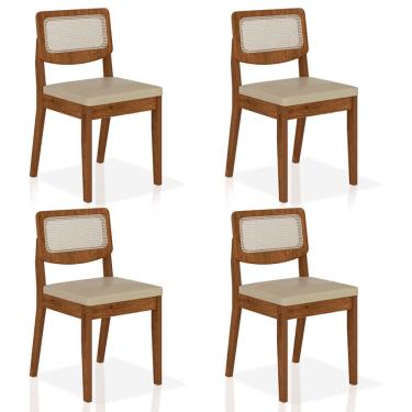 Imagem de Kit 4 Cadeiras Sextavada Bari Freijó/corino Bege - Móveis Arapongas