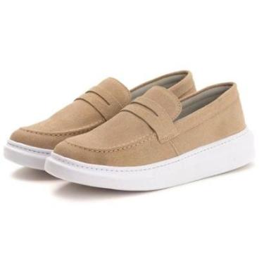 Imagem de Sapato Masculino Mocassim Brogue Loafer Solado Confortável Loafer Sola Alta Camurça-Masculino