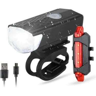 Imagem de Kit Lanterna Bike Farol Luzes de Bicicleta Ultra Led Recarregável USB a Prova da Água Acessorios Bicicleta Sinalizador - YODHE