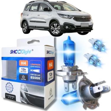 Imagem de Kit par lâmpadas super branca conector h4 8500k shocklight + par leds 