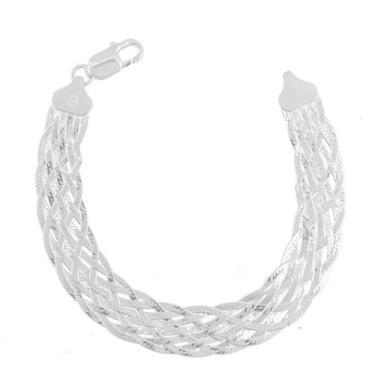 Imagem de Pulseira Trançada Com 8 Fios Italiana Em Prata 925 - DR Joias