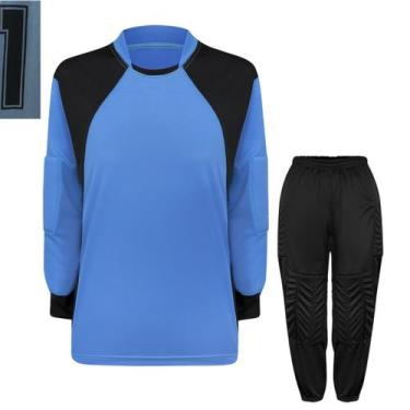 Imagem de Kit Goleiro Futsal Infantil Camisa E Calça Acolchoada - TRB, Celeste, 