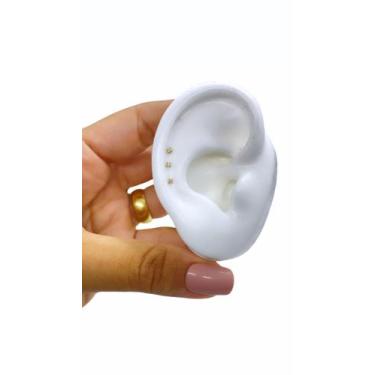 Imagem de Piercing Micro Ponto Australiano Cartilagem Três Peças Prateado e Dour