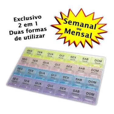 Imagem de Porta Comprimido Comprimido Semanal Mensal Colorida Medicamento - REME