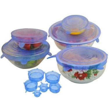 Imagem de Kit 6 Super Tampas Potes Universal Stresh Silicone Premium - Bc Bora C