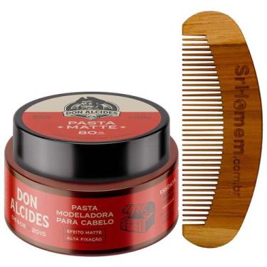 Imagem de Kit Pasta Para Cabelo Barba Negra e Pente Curvo Don Alcides