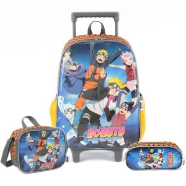 Imagem de Kit Mochila de Carrinho Boruto Estojo e Lancheira Escolar - Luxcel, Am