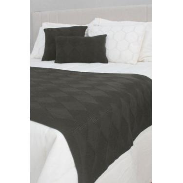 Imagem de Peseira manta Tricô Trabalhada Sofá cama  HomeBliss, Cinza, Solteiro 1