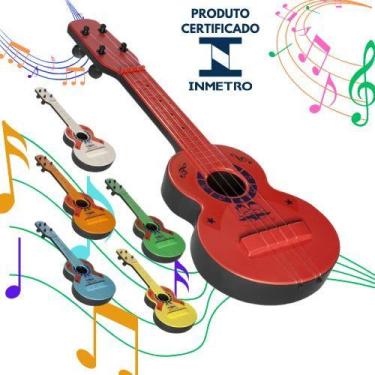 Imagem de Violão de Brinquedo Musical Infantil Plastico 4 Cordas Colorida Top Vi