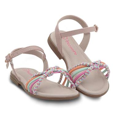 Imagem de Sandália Rasteirinha Infantil Menina Com Tiras Coloridas e Detalhe em Nó (Nude, BR, Criança de 1 a 3 anos, Numérico, 25)