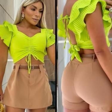 Imagem de Saia Shorts em Alfaiataria com Cinto - ESTILLOS MODAS, Capuccino, G