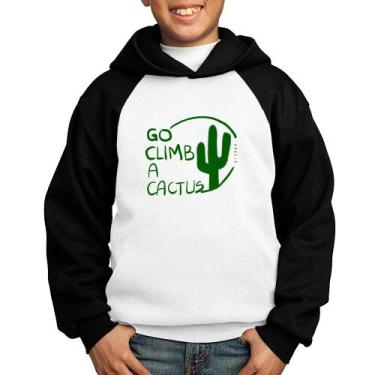 Imagem de Moletom Infantil Go climb a cactus - Foca na Moda, Branco, Preto, 6