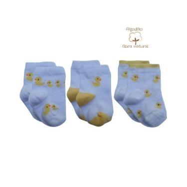 Imagem de Kit 3 Meias Maternidade Enxoval Chá do Bebê Recém Nascido Algodão - Ro