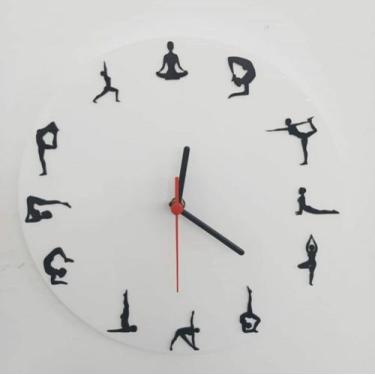 Imagem de Relógio Parede Acrílico Branco Sala Escritório Quarto Yoga - AGV Criaç