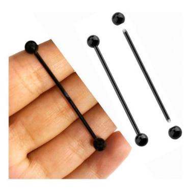 Imagem de Piercing Bastão Bolinha Lingua Preto Transversal Orelha - ALRA SEMIJOI
