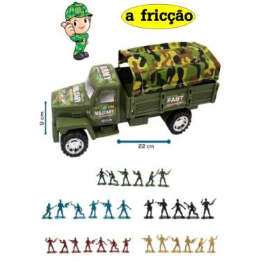 Imagem de Caminhão militar brinquedo guerra camuflado e soldadinho plastico mini