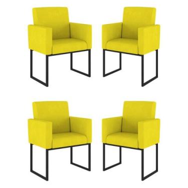 Imagem de Kit 04 Cadeiras Poltrona Decorativa para Sala Quarto Preto - Balaqui D