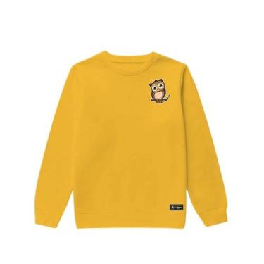 Imagem de Blusão Moletom Infantil Coruja Personalizado sem Capuz gola Redonda - 