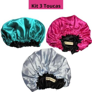 Imagem de Kit 3 Toucas Cetim Adulto Cores Sortida - Encaracolados
