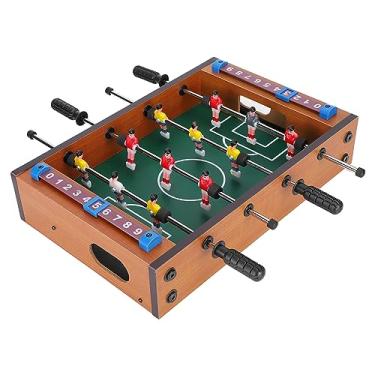 Imagem de Mesa de pebolim, mini mesa de pebolim de 13,6 x 8,5 pol. Conjunto de jogos de pebolim de madeira para mesa interna, mesa de futebol portátil divertida para festas