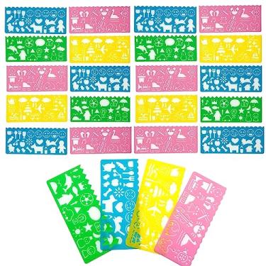 Imagem de JZK Conjunto de 24 estênceis de desenho de animais de plástico para crianças, modelos de pintura, régua para crianças, festa de aniversário, saco de enchimento, lembrancinha de festa