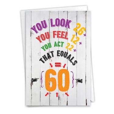 Imagem de NobleWorks - Cartão de aniversário de 60º marco com envelope - Cartão divertido para crianças de 60 anos, parabéns de papelaria - Equação de idade 60 C7194MBG
