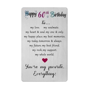 Imagem de Viayen Cartão de aniversário de 60 anos para homens marido ele namorado - Presente de aniversário de 60 anos para esposa, namorada, mulheres - Romântico