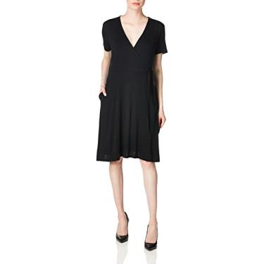 Imagem de Star Vixen Vestido curto feminino plus size manga 3/4 ponte stretch silhueta clássica, Azul marino, P