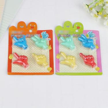 Imagem de 6 peças - Borracha de caneta inserível criativa e personalizada para estudantes, tesouras de pedra, borracha de gestos de papel, cor da imagem, aleatória