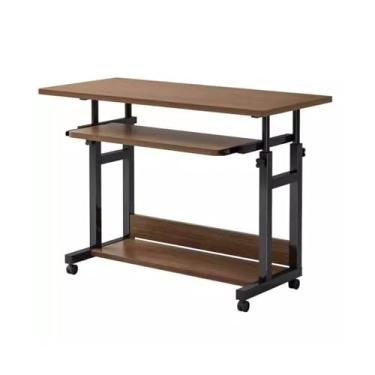 Imagem de LICONG-2019 Mesa de computador móvel, mesa de mesa de computador elevada, mesa de escritório pequena com suporte para teclado, mesa de cabeceira móvel, mesa de cabeceira para computador móvel sobre